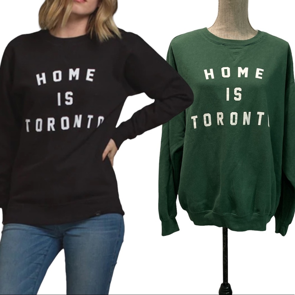 Peace Collective Green HOME IS TORONTO Long Sleeve Crewneck Sweatshirt XL